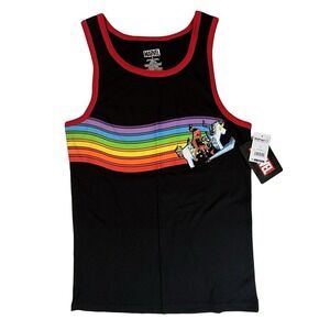 MARVEL Deadpool‎ Rainbow Pride Unicorn Tank Top Mens Small Black Graphics NEW